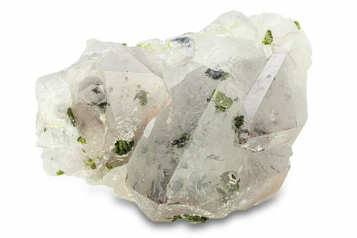 Quartz Crystal Cluster with Epidote and Hematite Phantoms - China #290430